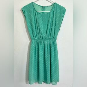 Tea n Rose mint green clip dot sleeveless coquette mini dress, size small